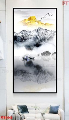 File gốc File tranh bộ hiện đại FT41445 (in lụa) hoa văn cổ điển