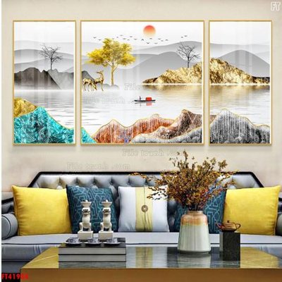 File tranh File tranh bộ hiện đại FT41934 (bản gốc) in lụa dán tường