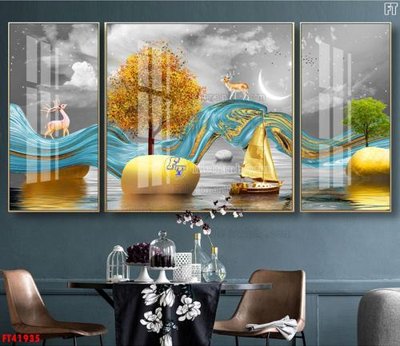 File in trần File tranh bộ hiện đại FT41935 (bản gốc) bầu trời