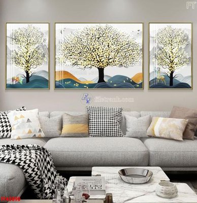 Tải file File tranh bộ hiện đại FT42090 (gốc) chủ đề hoa sen