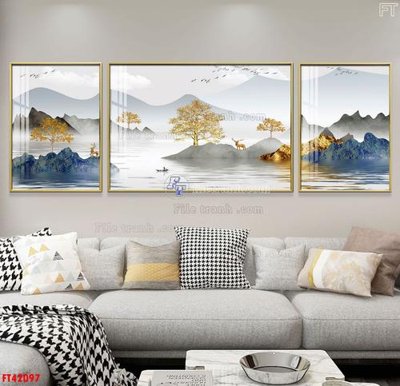 File tranh File tranh bộ hiện đại FT42097 (bản gốc) in lụa dán tường