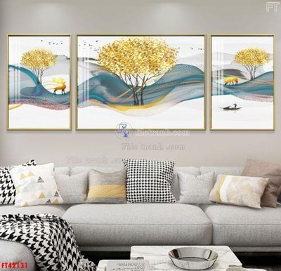 File gốc File tranh bộ hiện đại FT42131 (in lụa) tranh mã đáo