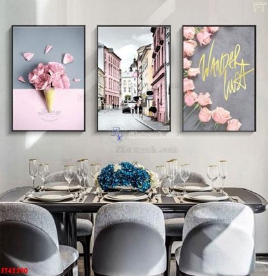 Tải file File tranh bộ hiện đại FT42390 (gốc) chủ đề hoa sen