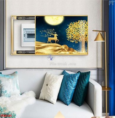 Ảnh gốc File tranh bộ hiện đại FT42541 (nét căng) in mica