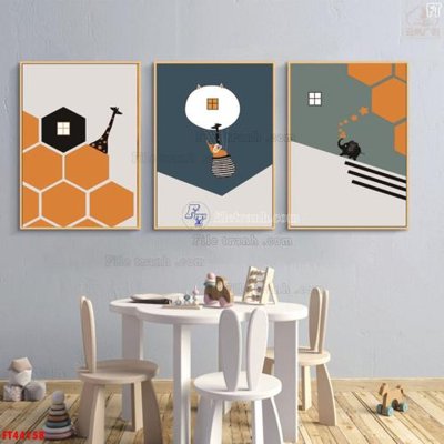 File tranh File tranh bộ hiện đại FT44158 (gốc) chủ đề con người