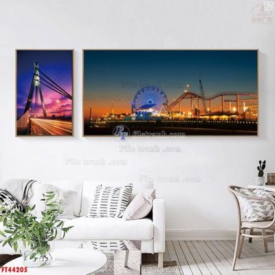 File gốc File tranh bộ hiện đại FT44205 (in tráng gương) sang trọng