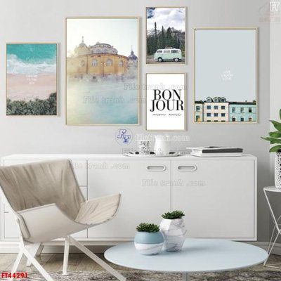 File ảnh File tranh bộ hiện đại FT44291 (gốc) dùng in Pano