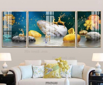 File in trần Tranh treo pha lê gương FT47466 (bản gốc 3D) sống động