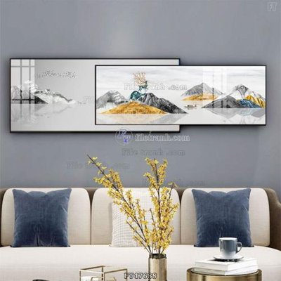 File in trần Tranh treo pha lê gương FT47688 (file gốc) hoa văn 3D