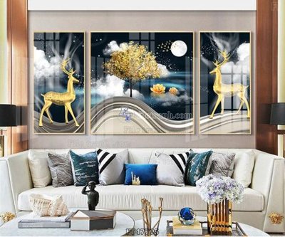 File in lụa Tranh treo pha lê gương FT47795 (hoa văn) Tranh treo pha lê gương FT47795