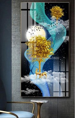 File gốc File tranh hiện đại pha lê gương FT508 (in lụa) trang trí tường