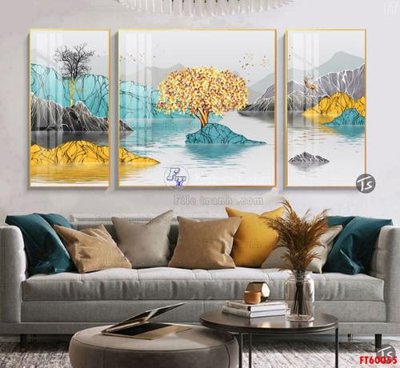 File gốc File tranh hiện đại pha lê gương FT60055 (in lụa) tranh thuận buồm