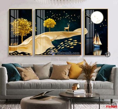 File in trần File tranh hiện đại pha lê gương FT60083 (bản gốc 3D) sống động