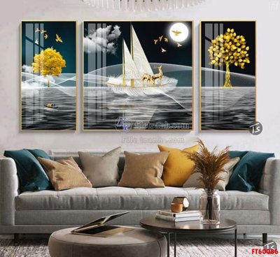 Download file gốc File tranh hiện đại pha lê gương FT60086 (in lụa) cao cấp