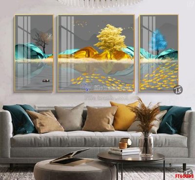 File in trần File tranh hiện đại pha lê gương FT60093 (bản gốc 3D) sống động