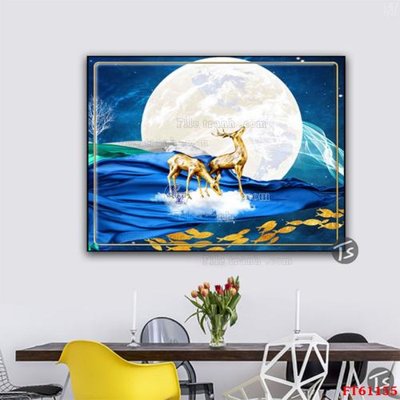 File in trần Tranh treo pha lê gương FT 61155 (bản gốc) phong cảnh