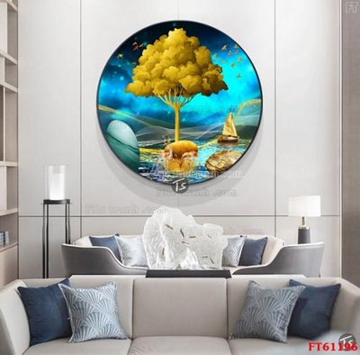 Ảnh gốc Tranh treo pha lê gương FT 61196 (nét căng) in mica