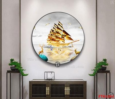 Tải file gốc in lụa Tranh treo pha lê gương FT 61261 siêu nét