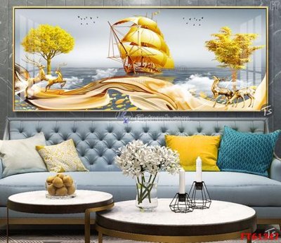 File tranh Tranh treo pha lê gương FT 61347 (ảnh gốc) in trần 3D