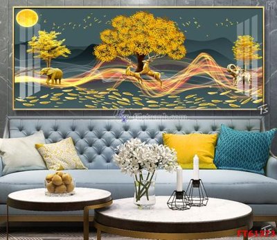 File gốc Tranh treo pha lê gương FT 61373 (in lụa) họa tiết 3D