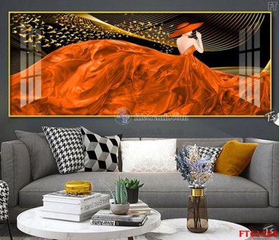 File in lụa Tranh treo pha lê gương FT 61424 (phong cảnh) Tranh treo pha lê gương FT 61424