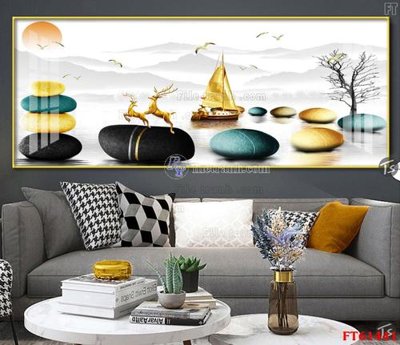 Hình ảnh file gốc in trần nhà Tranh treo pha lê gương FT 61441