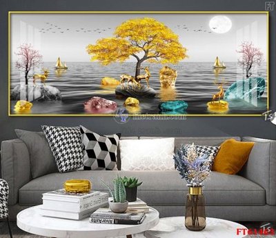 File tranh Tranh treo pha lê gương FT 61463 (bản gốc) in lụa dán tường