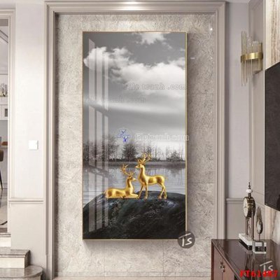 File gốc Tranh treo pha lê gương FT 61487 (in lụa) tranh mã đáo