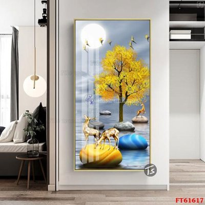 File gốc Tranh treo pha lê gương FT 61617 (in lụa) tranh mã đáo
