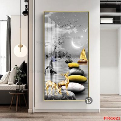 Tải file gốc in lụa Tranh treo pha lê gương FT 61621 siêu nét