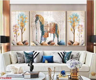 File in trần Tranh treo pha lê gương FT63064 (bản gốc) đại dương