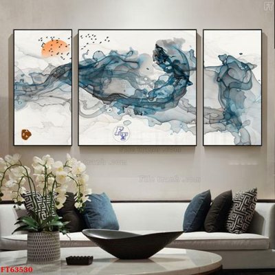 File in trần Tranh treo pha lê gương FT63530 (bản gốc) đại dương