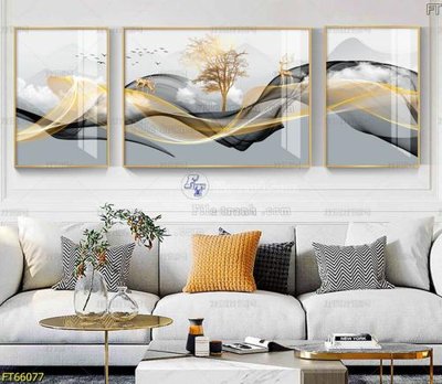 File in lụa Tranh treo pha lê gương FT66077 (phong cảnh) Tranh treo pha lê gương FT66077