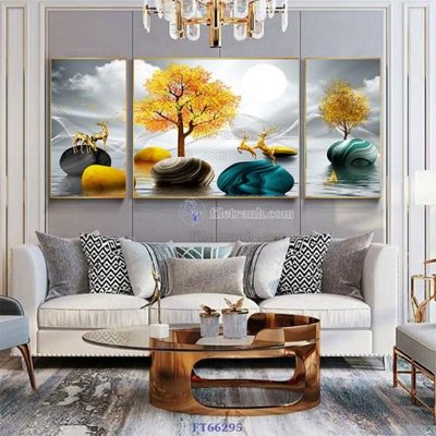 File gốc Tranh treo pha lê gương FT66295 (in lụa) tranh mã đáo