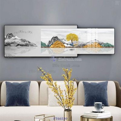 File in lụa Tranh treo pha lê gương FT66530 (hoa văn) Tranh treo pha lê gương FT66530