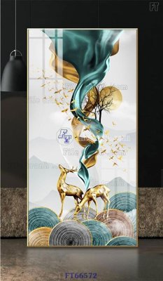 File in trần Tranh treo pha lê gương FT66572 (file gốc) hoa văn 3D