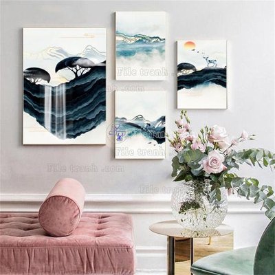 File gốc File tranh hiện đại pha lê gương FT680 (in lụa) họa tiết 3D