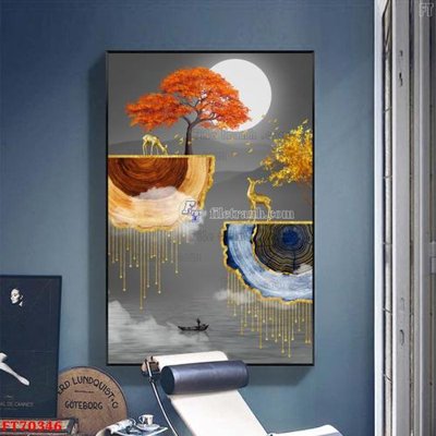 File in trần Tranh treo hiện đại pha lê gương FT70346 (bản gốc) đại dương