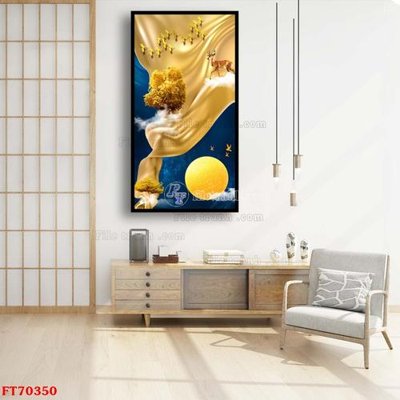 File tranh gốc in trần nhà Tranh treo hiện đại pha lê gương FT70350 3D