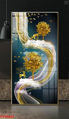 File in trần Tranh treo hiện đại pha lê gương FT70353 (bản gốc) hoa văn