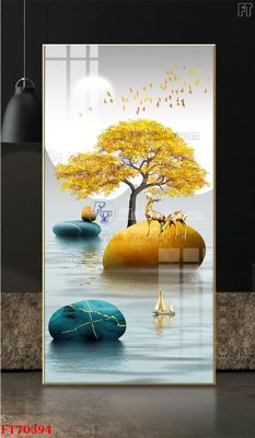 Hình ảnh file gốc Tranh treo hiện đại pha lê gương FT70394 cho in UV