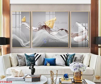 File gốc Tranh treo hiện đại pha lê gương FT70659 (in lụa) tranh phong thủy