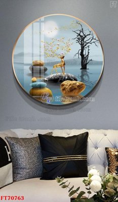 File in trần Tranh treo hiện đại pha lê gương FT70763 (file gốc) chủ đề vũ trụ