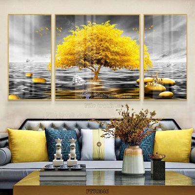 File in lụa Tranh treo pha lê gương FT78346 (chất lượng cao) Tranh treo pha lê gương FT78346