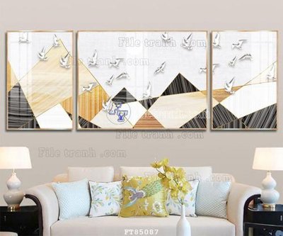 Tải file gốc in lụa File tranh hiện đại pha lê gương FT85087 siêu nét