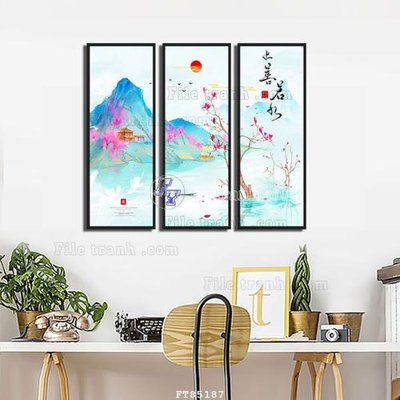 File in ấn File tranh hiện đại pha lê gương FT85187 chuyên nghiệp