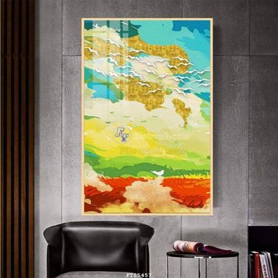 Hình ảnh file gốc in trần nhà File tranh hiện đại pha lê gương FT85457