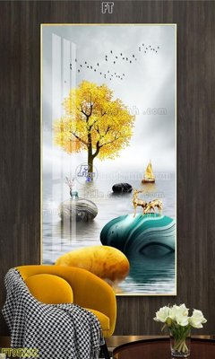 File in trần File tranh hiện đại pha lê gương FT95292 (bản gốc) bầu trời