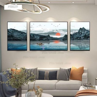 File gốc Tranh treo pha lê gương FT96177 (in lụa) hoa văn cổ điển