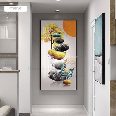 File tranh gốc in trần nhà Tranh treo pha lê gương FT96556 3D